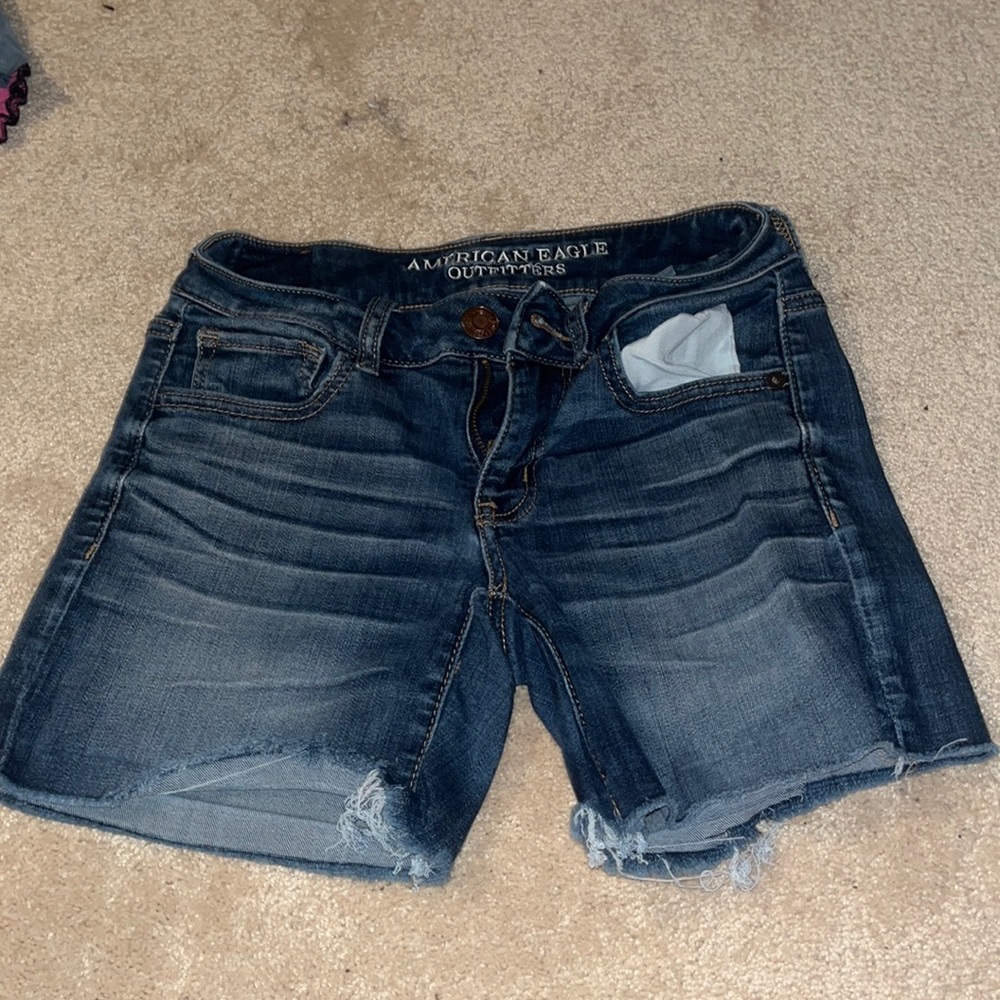 Long blue Jean shorts from American Eagle Outfitters
